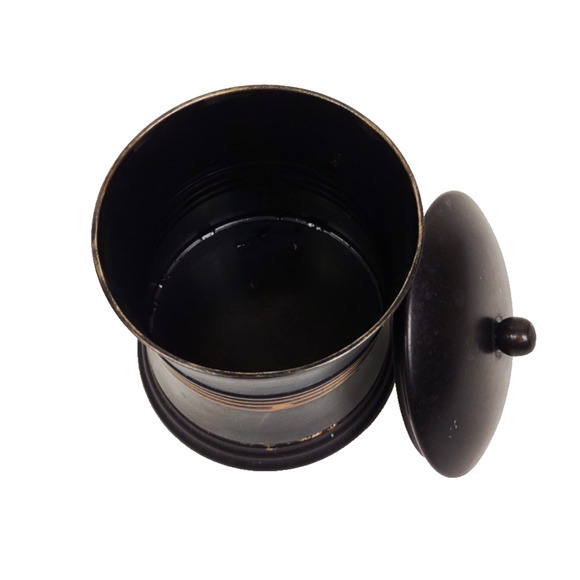 Lexington Oil Rubbed Bronze Metal Cotton Ball Qtip Holder Bath Decor 4.5" India - Picture 6 of 7